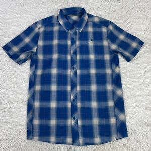 Icebreaker Shirt Mens Small Blue Plaid Woven Wool Short Sleeve Lightweight Men S
